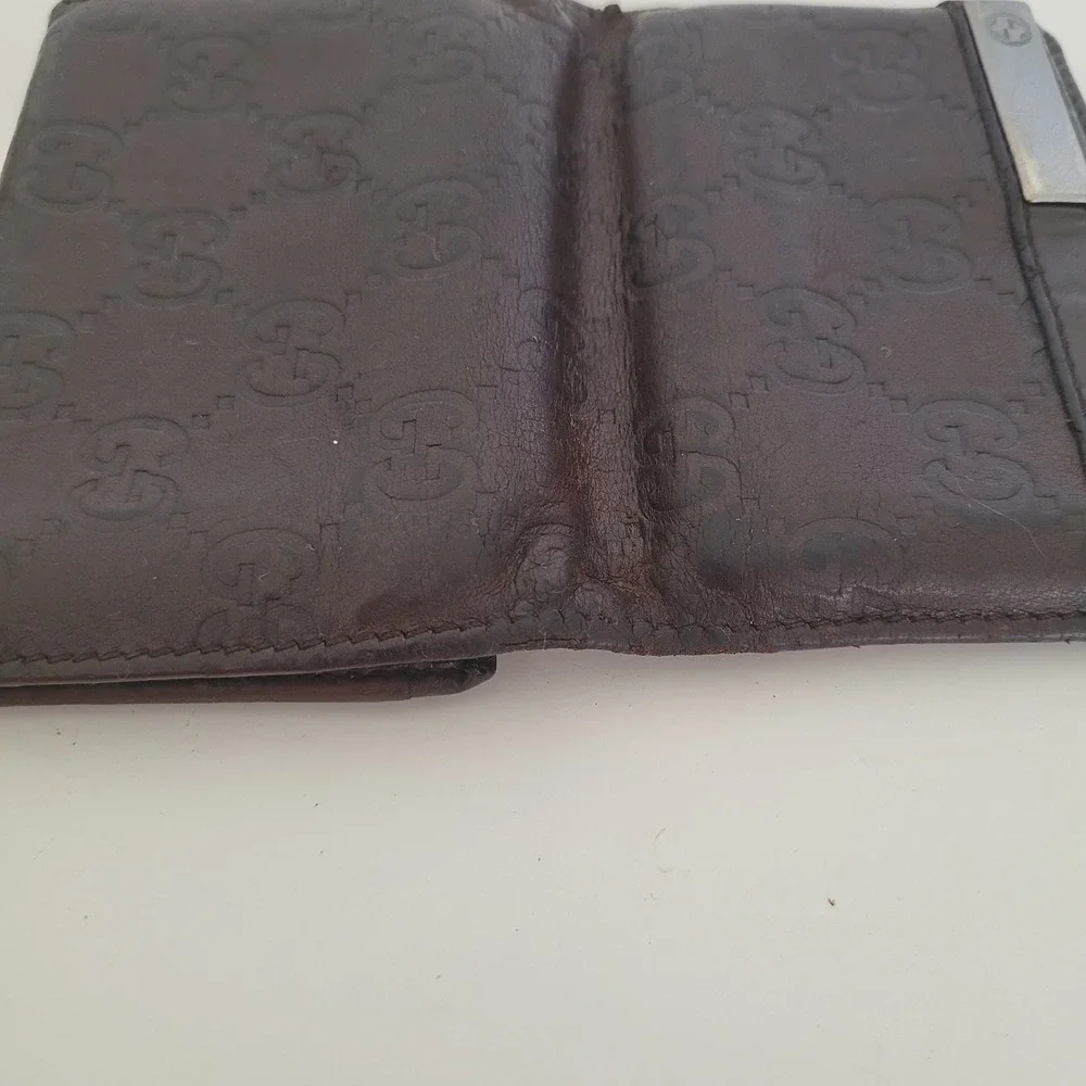 Gucci Guccissima Brown Leather Card Case Wallet GG Monogram 251727-496334 Italy